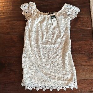 Ralph Lauren NWT  White Sheath Mini Dress with Flutter Cap Sleeves